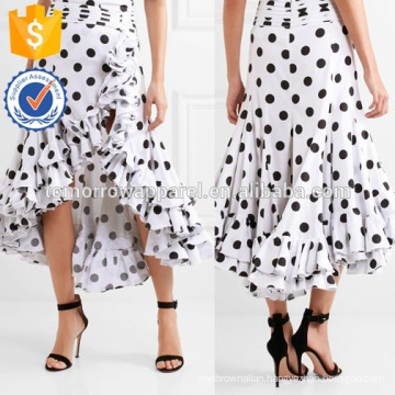 New Fashion Asymmetric Ruffled Polka-dot Cotton Midi Skirt DEM/DOM Manufacture Wholesale Fashion Women Apparel (TA5168S)